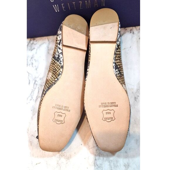 Stuart Weitzman Womens Leather Ballet Flats Gold Snake Size 7 - Picture 5 of 8